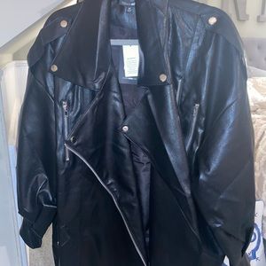 white bandanna leather jacket oversized